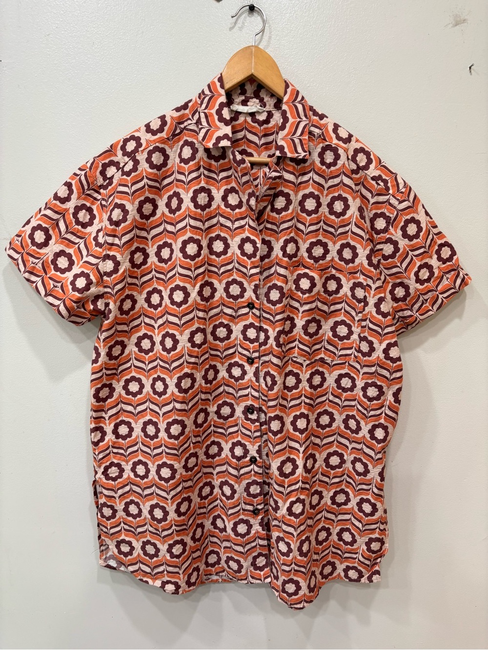 We The Free Floral Button Down Relaxed Tunic Blouse Women’s Size Large